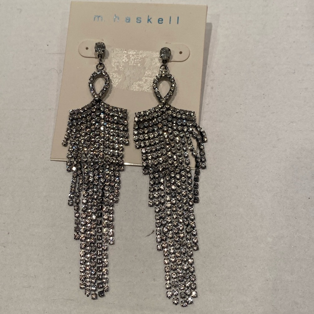 NIP M. Haskell Rhinestone Multi-strand Pierced Earrings